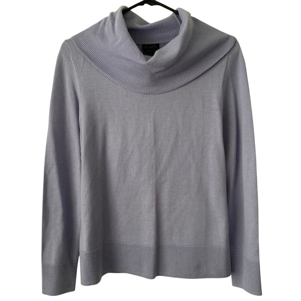 TALBOTS Lavender Purple Cowl Neck Sweater Pure Merino Wool Size Medium Cozy Chic